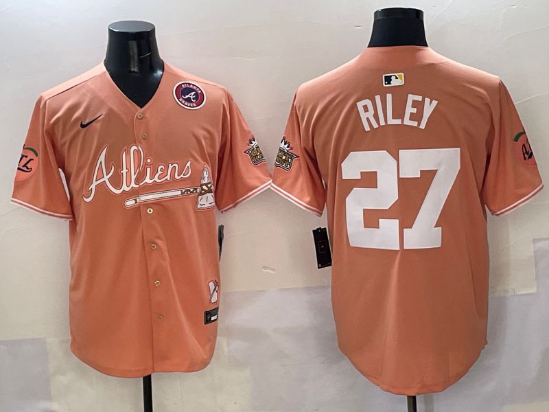 Men Atlanta Braves 27 Riley Orange Five generations Joint Name 2025 Nike MLB Jersey style 6